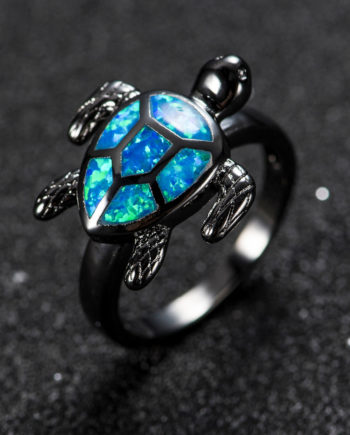 Turtle Blue Fire Opal Ring