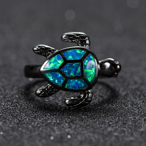 Turtle Blue Fire Opal Ring1