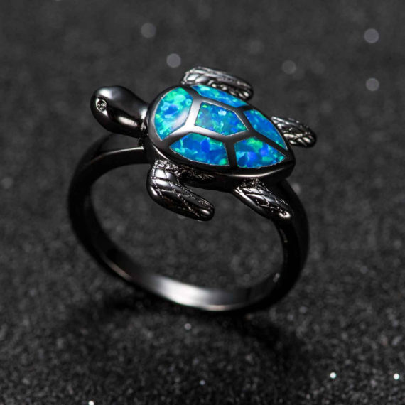 Turtle Blue Fire Opal Ring2