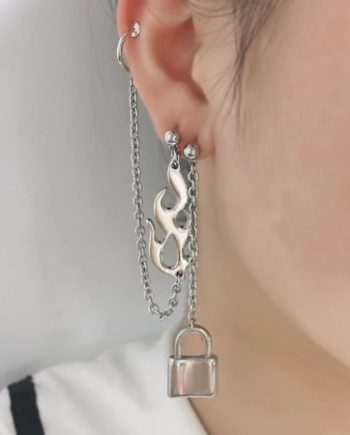lock and flames unisex earrings
