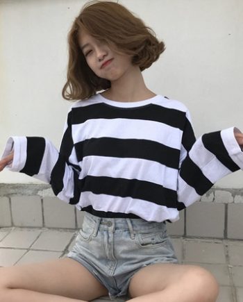 cute soft girl stripe shirt