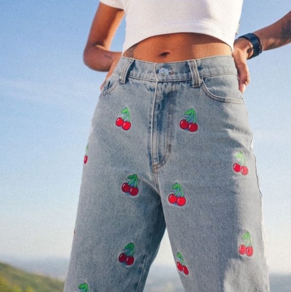 vintage cherry jeans