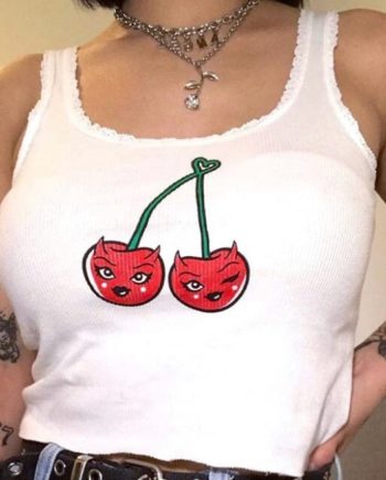 cherry devil bomb crop top
