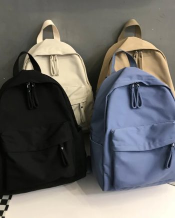 neutral solid color backpack