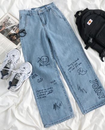 marker doodle baggy jeans4
