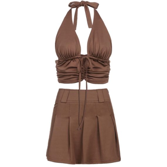 warm chocolate ruched tank top1