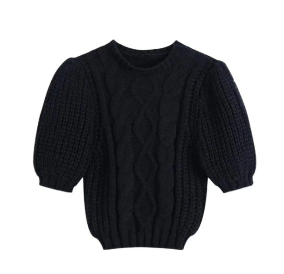 Knit Puffy Cropped Sweater1
