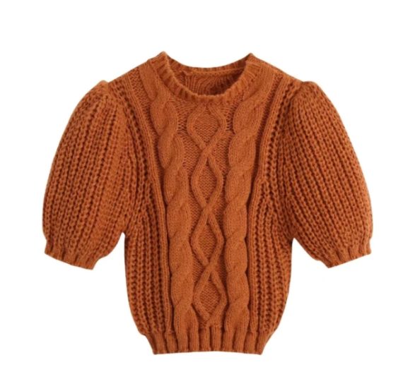 Knit Puffy Cropped Sweater3