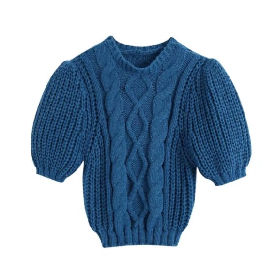 Knit Puffy Cropped Sweater4
