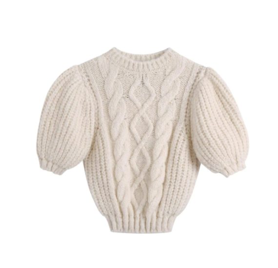Knit Puffy Cropped Sweater5