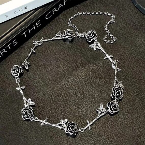 rose and thorns iron necklace chocker 1